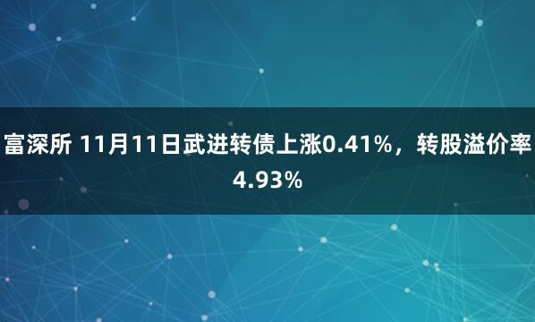 富深所 11月11日武进转债上涨0.41%，转股溢价率4.93%